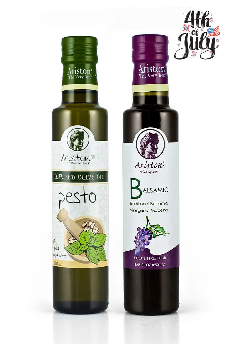 Ariston Pesto Infused Olive oil 8.45 fl oz & Ariston Traditional Balsamic Vinegar in Dorica Bottle 8.45 fl oz Bundle! product image 1