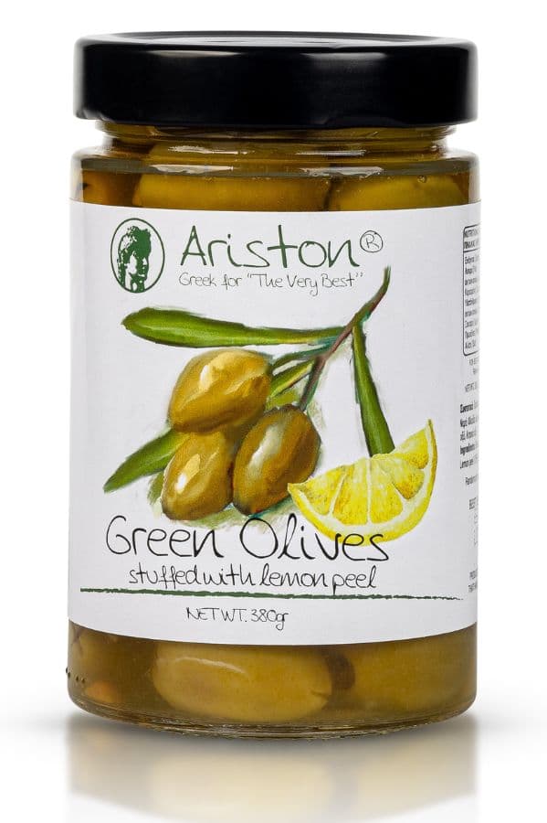 Ariston Green Olives Stuffed with Lemon 12.52 oz (355gr) product image 1